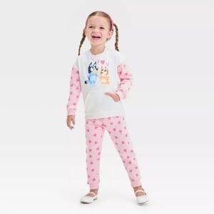 Bluey and Bingo Heart Sweatshirt Set